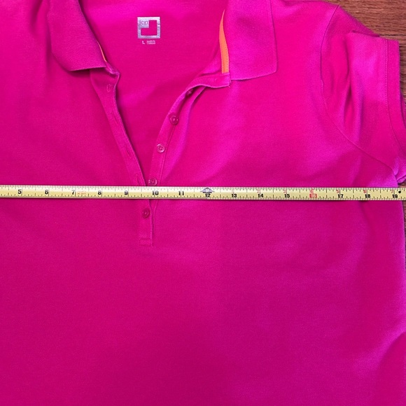 JCP Pink Short Sleeve Henley Contrast Collar Band size Large - Picture 5 of 7